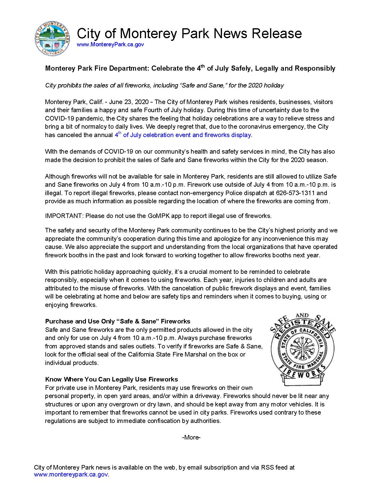 MPK News Release-Celebrate the 4th of July Safely