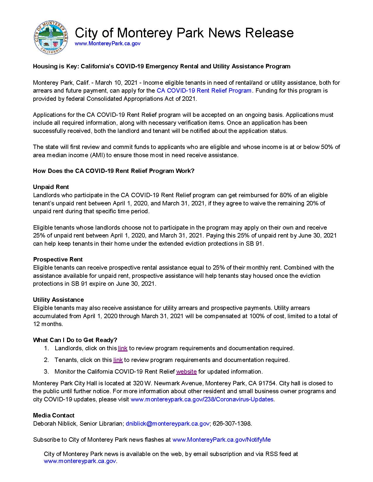MPK News Release-State of California COVID-19 Emergency Rental Assistance Program