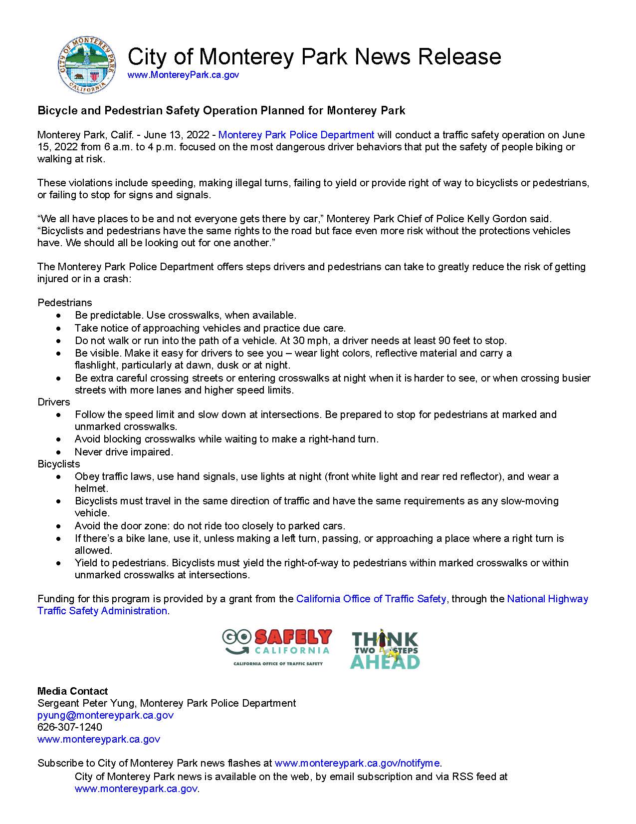 MPK News Release-Bicycle and Pedestrian Safety Operation 6-15-22