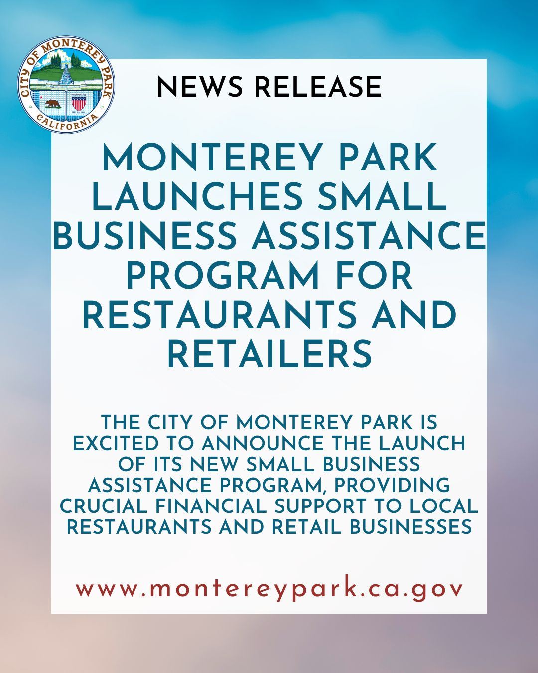 Small Business Assistance Program Launch social media image.