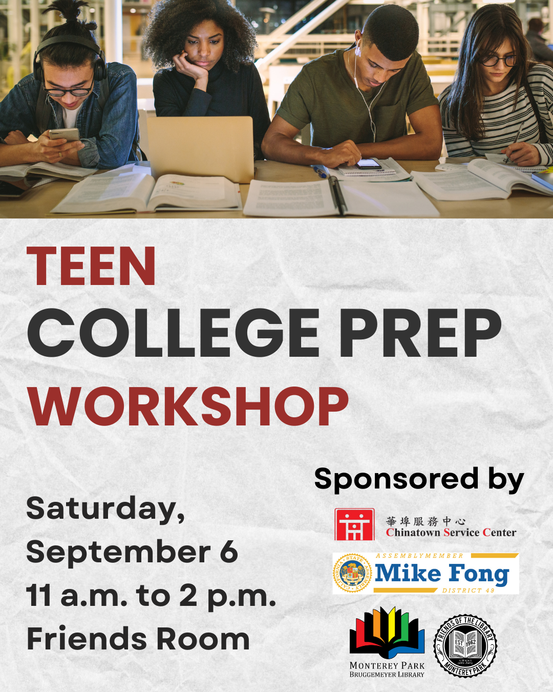 College Prep Workshop for Teens Program Announcement
