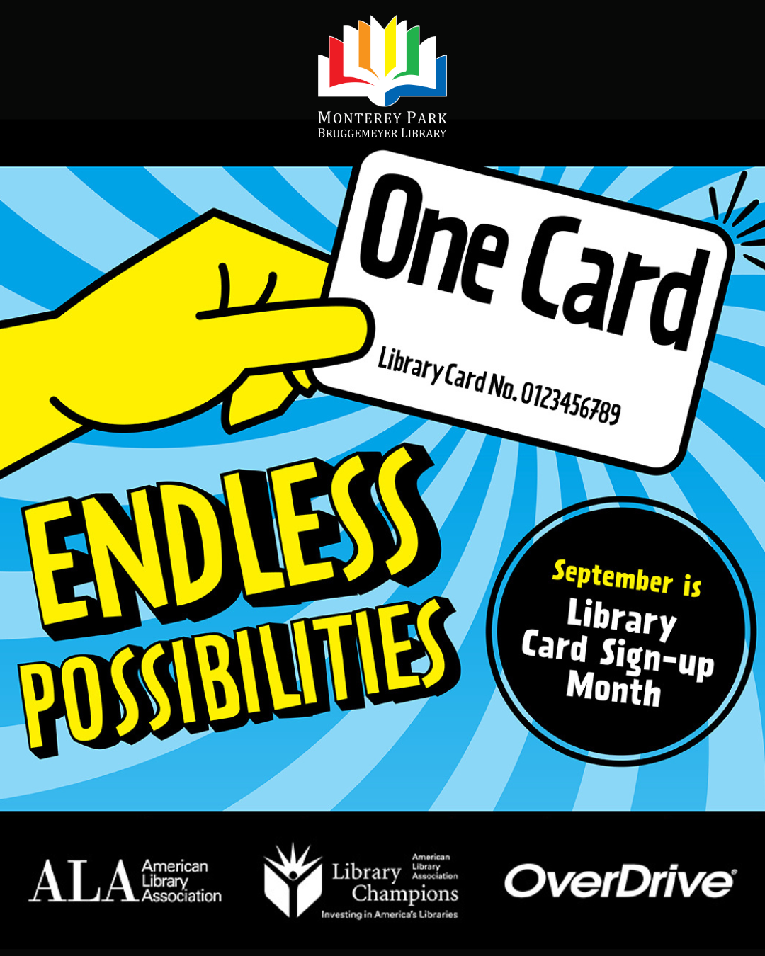 MPK News Release-One Card Endless Possibilities September is Library Card Sign-Up Month social