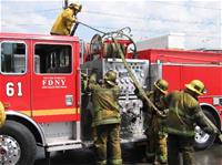 Firefighters and truck